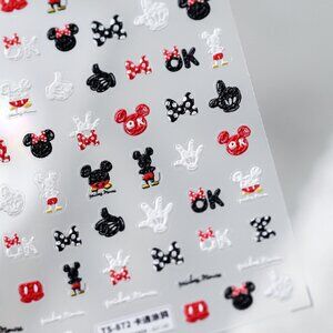 Doodle Style Mickey and Minnie Mouse Themed Nail Art Stickers/Decals